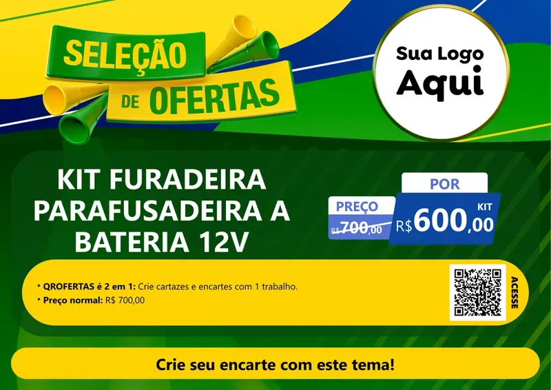 Modelo de Cartaz para Cartaz A4 Horizontal com o tema Seleção de Ofertas - Copa para Maquinas e Ferramentas