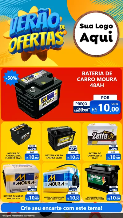 Modelo de Rede Social para Stories com o tema Verão de Ofertas para Baterias Elétricas