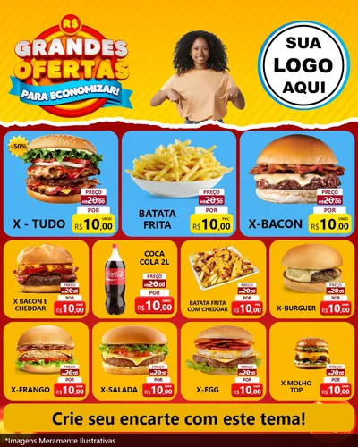 Modelo de Rede Social para Feed Instagram com o tema Grandes Ofertas Para Economizar! para Hamburgueria