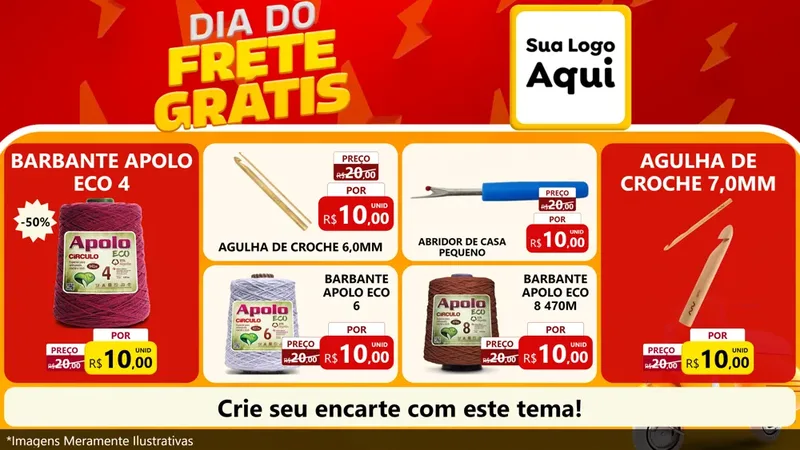 Modelo de TV para TV Horizontal com o tema Dia do Frete Grátis para Armarinho e Aviamentos