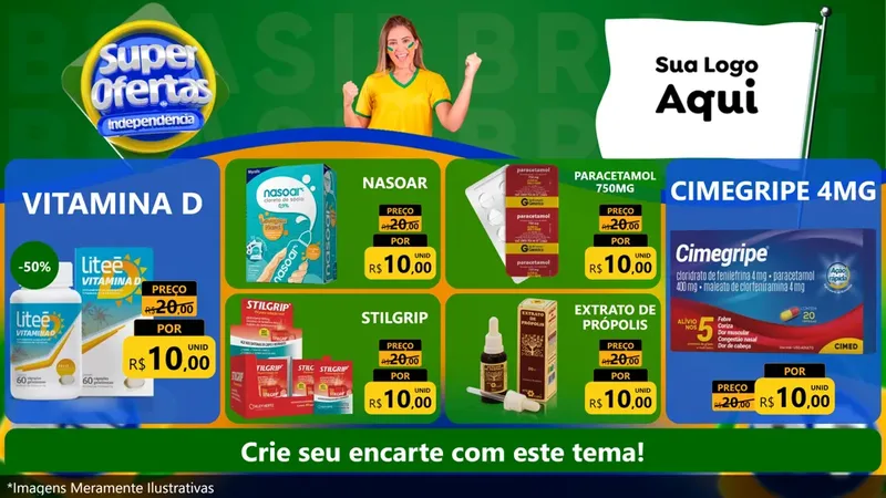 Modelo de TV para TV Horizontal com o tema Super Ofertas de Independência para Farmácia