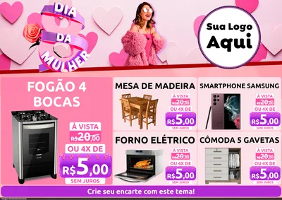 Modelo de Encarte para Encarte A4 Horizontal com o tema Dia da Mulher para Móveis e Eletro