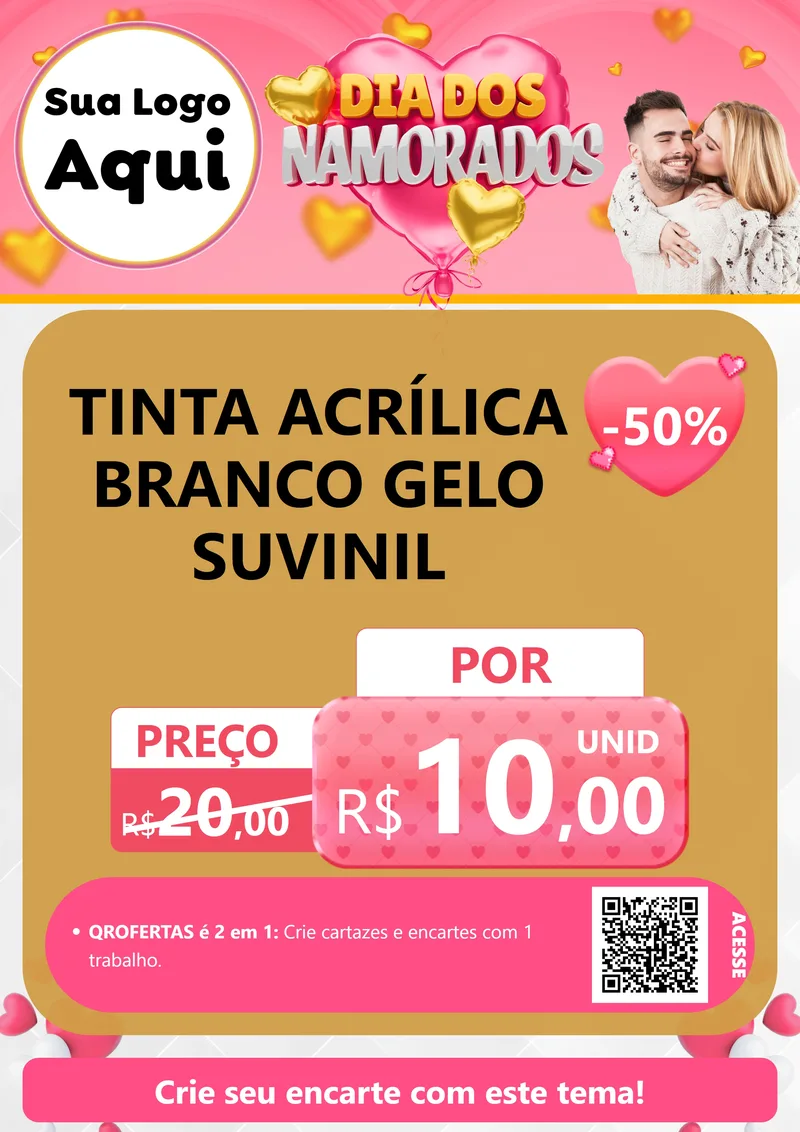 Modelo de Cartaz para Cartaz A4 Vertical com o tema Dia dos Namorados para Tintas e Ferramentas