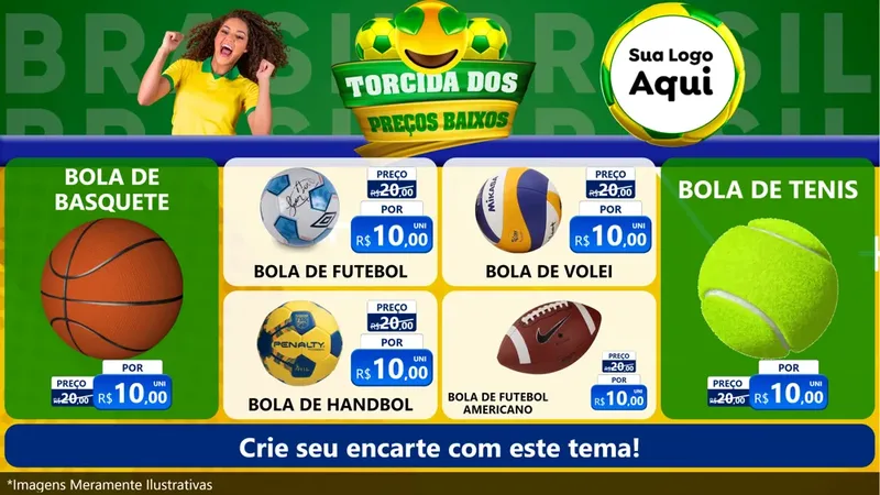 Modelo de TV para TV Horizontal com o tema Torcida dos Preços Baixos - Copa para Artigos Esportivos