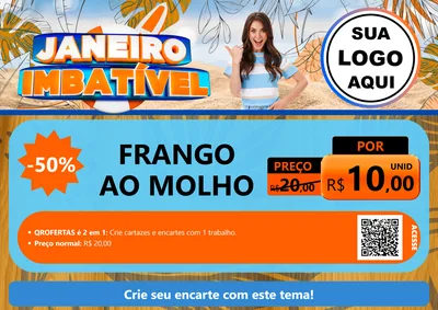 Modelo de Cartaz para Cartaz A4 Horizontal com o tema Janeiro Imbatível para Restaurante