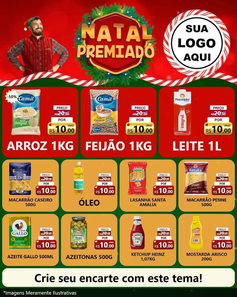 Modelo de Rede Social para Feed Instagram com o tema Natal Premiado para Supermercado