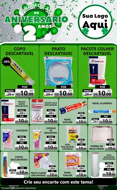 Modelo de Encarte para Encarte Grande com o tema Promoção de Aniversário - 2 Anos para Embalagens
