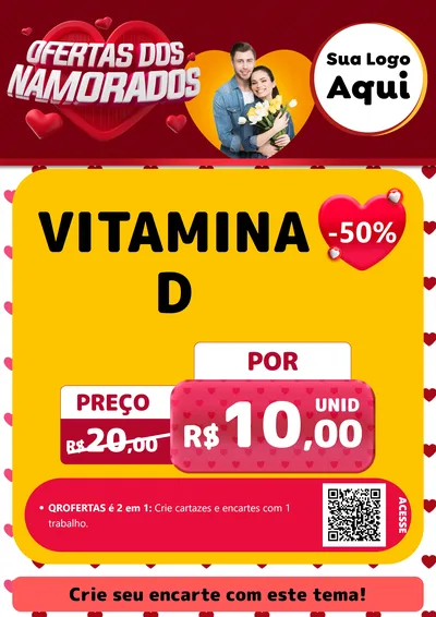 Modelo de Cartaz para Cartaz A4 Vertical com o tema Ofertas Dos Namorados para Farmácia