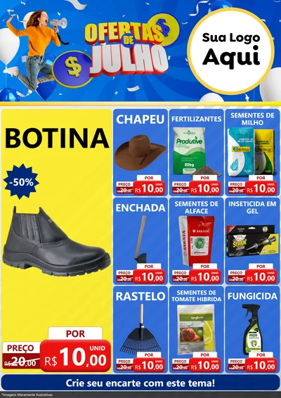 Modelo de Encarte para Encarte A4 Vertical com o tema Ofertas de Julho para Agropecuária