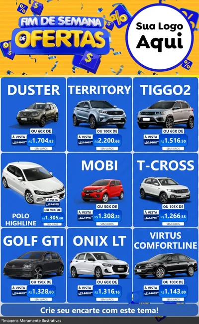 Modelo de Encarte para Encarte Grande com o tema Fim de Semana de Ofertas para Concessionaria de Carros
