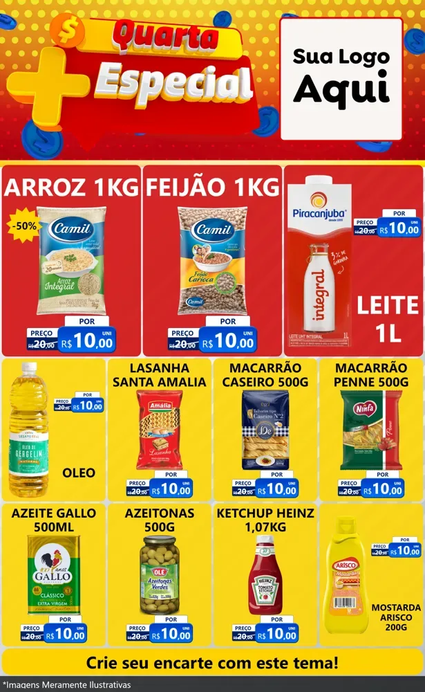 Modelo de Encarte para Encarte Grande com o tema Quarta Mais Especial para Supermercado