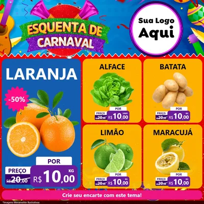 Modelo de Rede Social para Feed Facebook com o tema Esquenta de Carnaval para Hortifrúti