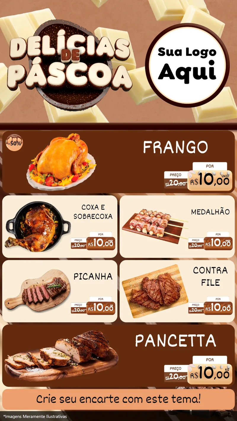 Modelo de TV para TV Vertical com o tema Delícias de Páscoa para Assados