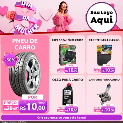 Modelo de Rede Social para Feed Facebook com o tema Dia da Mulher para Auto peças