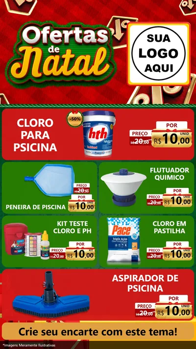 Modelo de TV para TV Vertical com o tema Ofertas de Natal para Produtos para Piscina