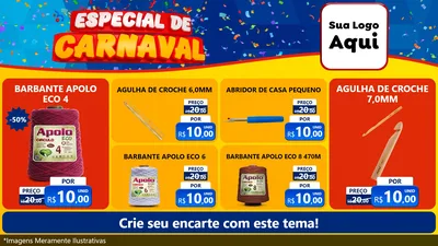 Modelo de TV para TV Horizontal com o tema Especial de Carnaval para Armarinho e Aviamentos