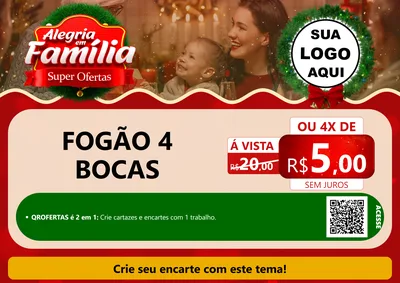 Modelo de Cartaz para Cartaz A4 Horizontal com o tema Alegria Em Família - Super Ofertas para Móveis e Eletro