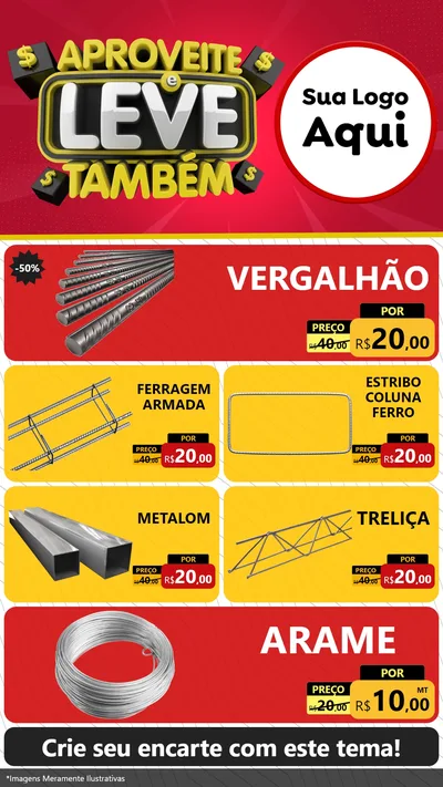 Modelo de TV para TV Vertical com o tema Aproveite e Leve Também para Ferragens