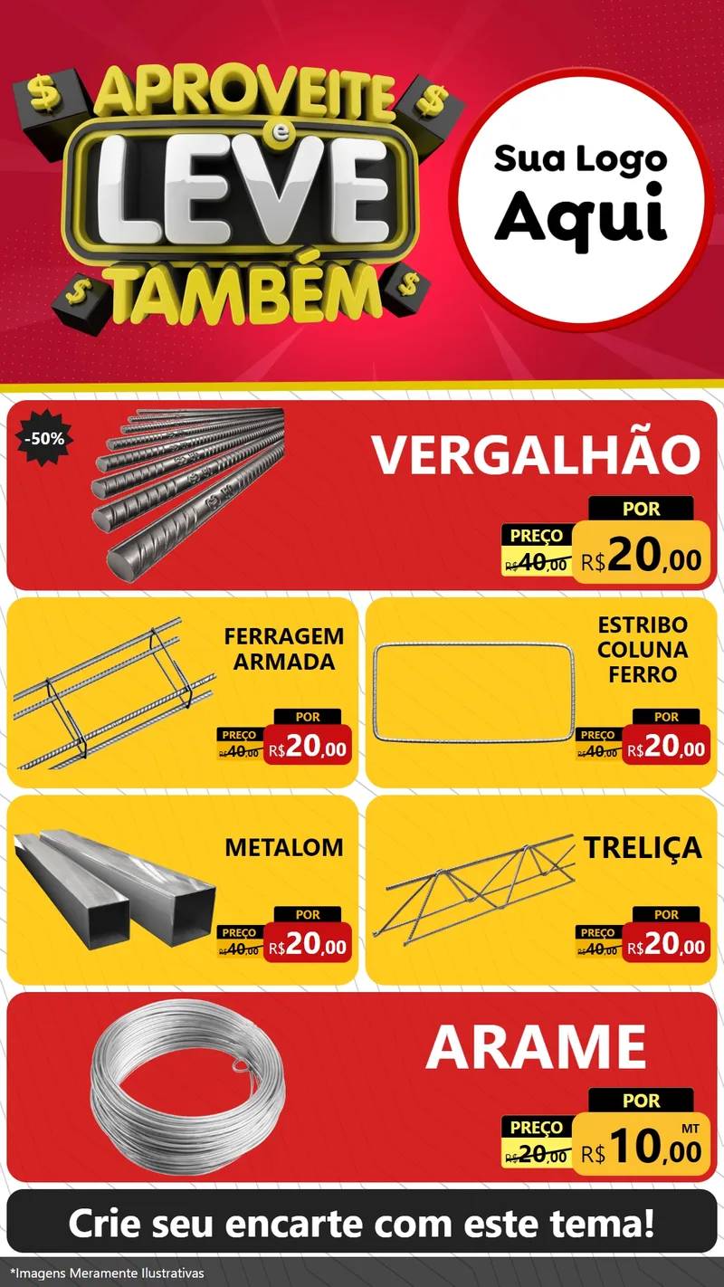 Modelo de TV para TV Vertical com o tema Aproveite e Leve Também para Ferragens