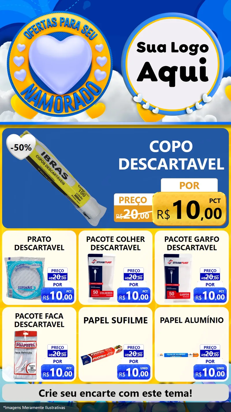 Modelo de Rede Social para Stories com o tema Ofertas Para Seu Namorado para Embalagens