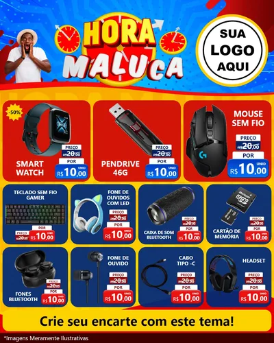 Modelo de Rede Social para Feed Instagram com o tema Hora Maluca para Informática
