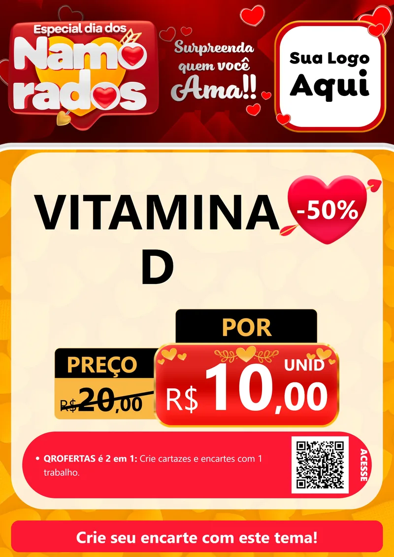 Modelo de Cartaz para Cartaz A4 Vertical com o tema Especial Dia dos Namorados para Farmácia