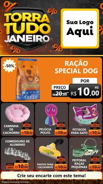 Modelo de Rede Social para Stories com o tema Torra Tudo Janeiro para Pet Shop