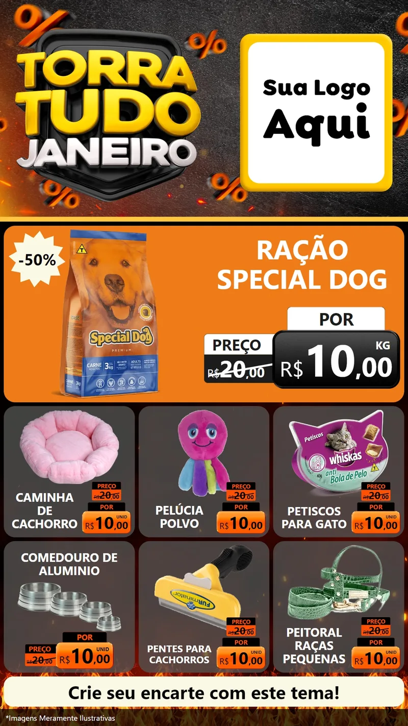 Modelo de Rede Social para Stories com o tema Torra Tudo Janeiro para Pet Shop