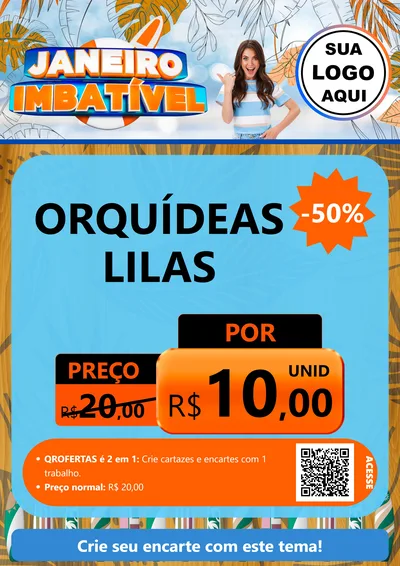 Modelo de Cartaz para Cartaz A4 Vertical com o tema Janeiro Imbatível para Floricultura e jardim