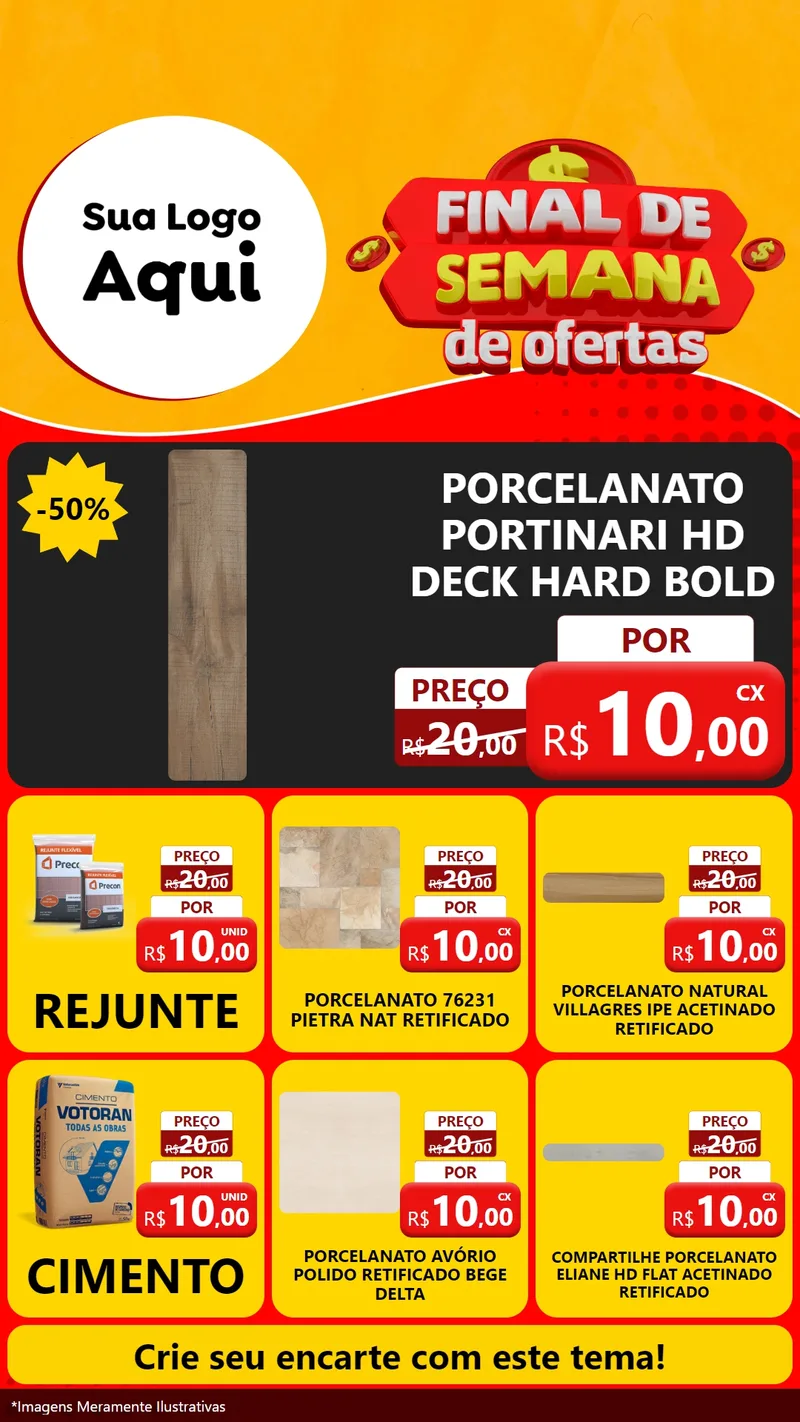 Modelo de Rede Social para Stories com o tema Final de Semana de Ofertas para Pisos e revestimentos