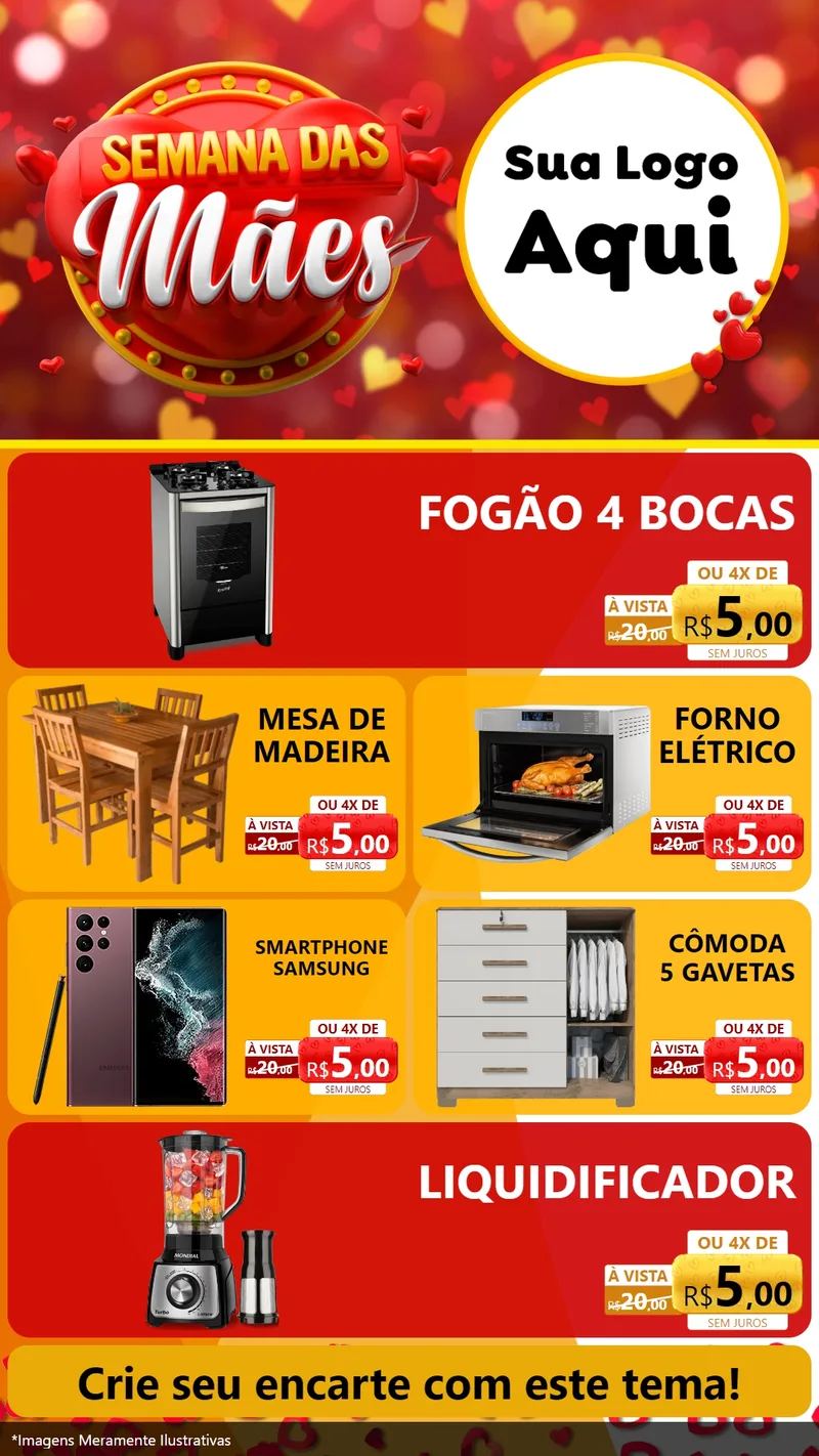 Modelo de TV para TV Vertical com o tema Semana das Mães para Móveis e Eletro