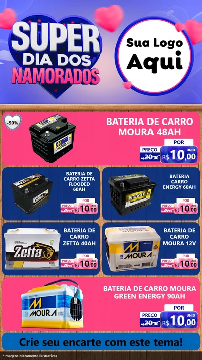 Modelo de TV para TV Vertical com o tema Super Dia dos Namorados para Baterias Elétricas