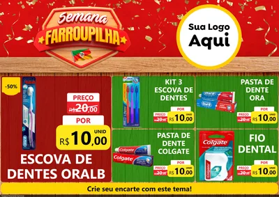 Modelo de Encarte para Encarte A4 Horizontal com o tema Semana Farroupilha para Higiene Pessoal