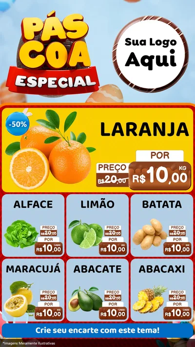 Modelo de Rede Social para Stories com o tema Páscoa Especial para Hortifrúti