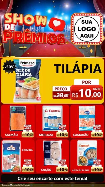Modelo de Rede Social para Stories com o tema Show de Prêmios para Peixaria