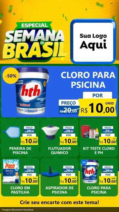 Modelo de Rede Social para Stories com o tema Especial Semana do Brasil para Produtos para Piscina
