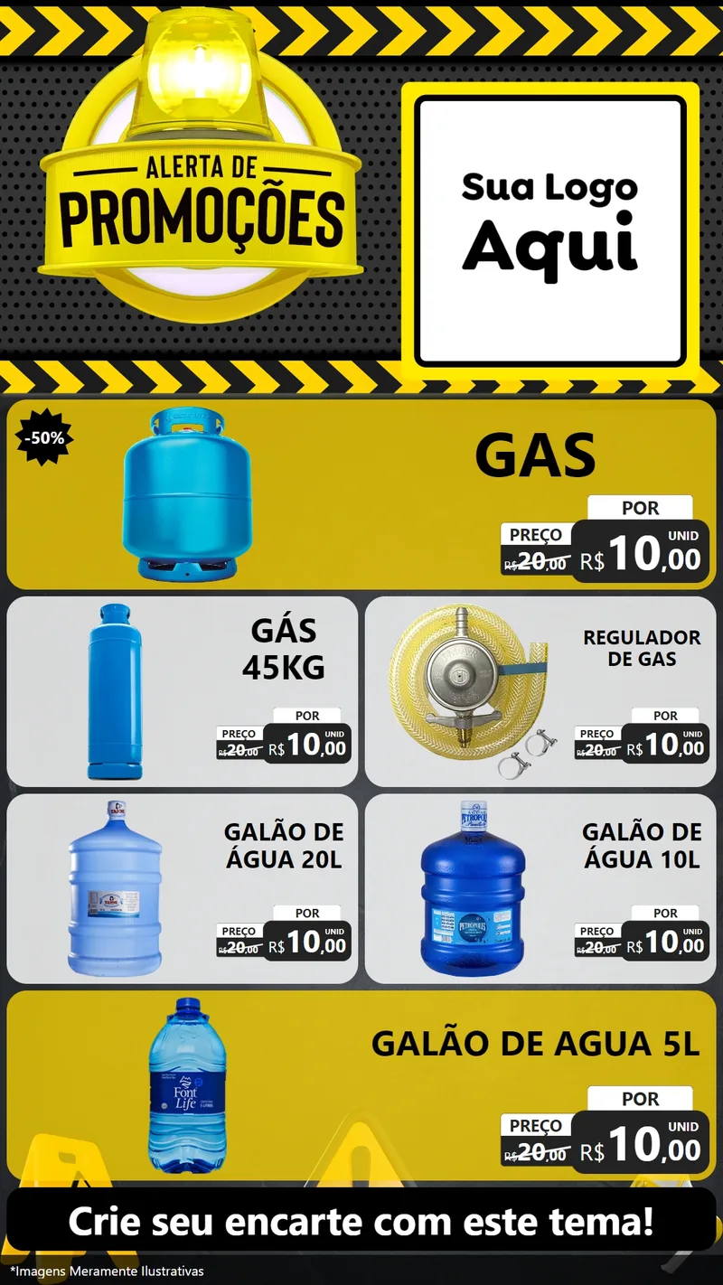 Modelo de TV para TV Vertical com o tema Alerta de Promoções para Água e gás