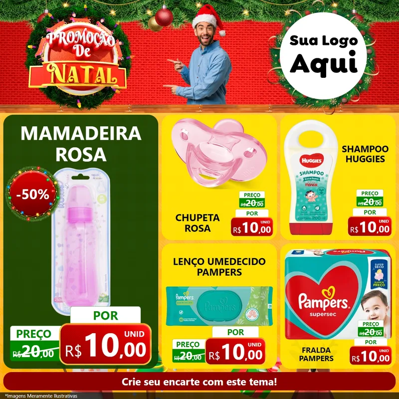 Modelo de Rede Social para Feed Facebook com o tema Promoção de Natal para Bebês