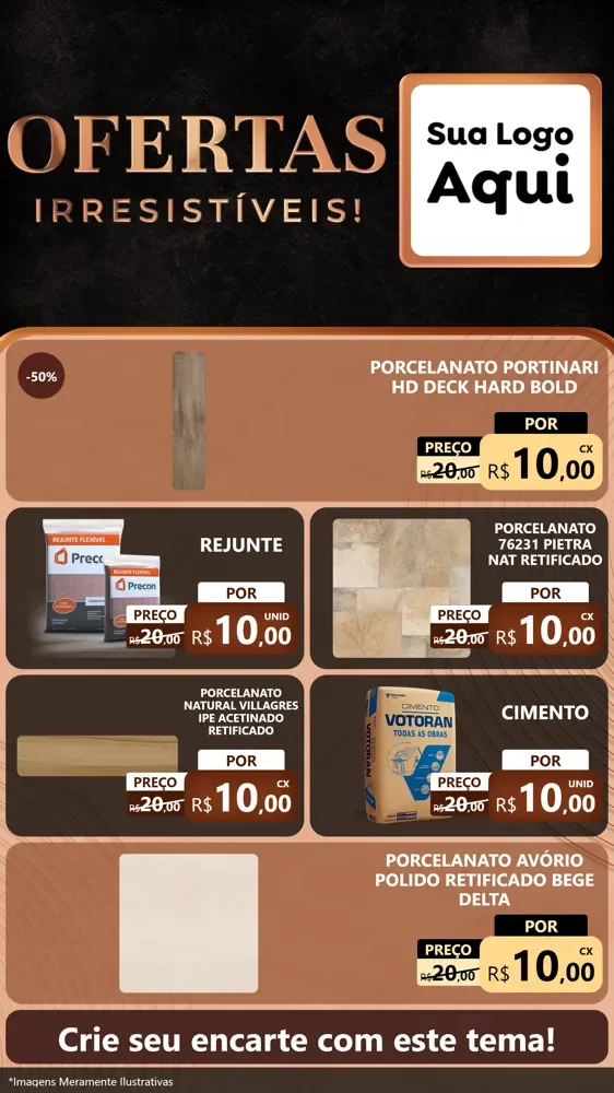 Modelo de TV para TV Vertical com o tema Ofertas Irresistíveis! para Pisos e revestimentos