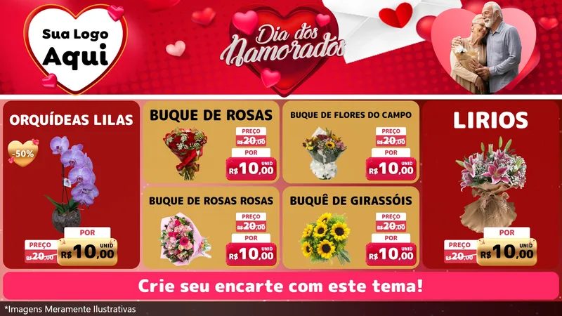 Modelo de TV para TV Horizontal com o tema Dia Dos Namorados para Floricultura e jardim