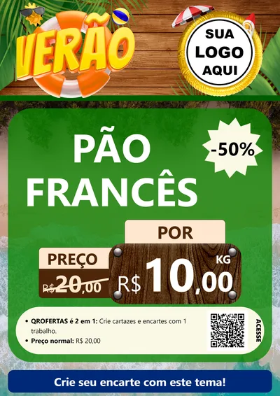 Modelo de Cartaz para Cartaz A4 Vertical com o tema Verão para Padaria