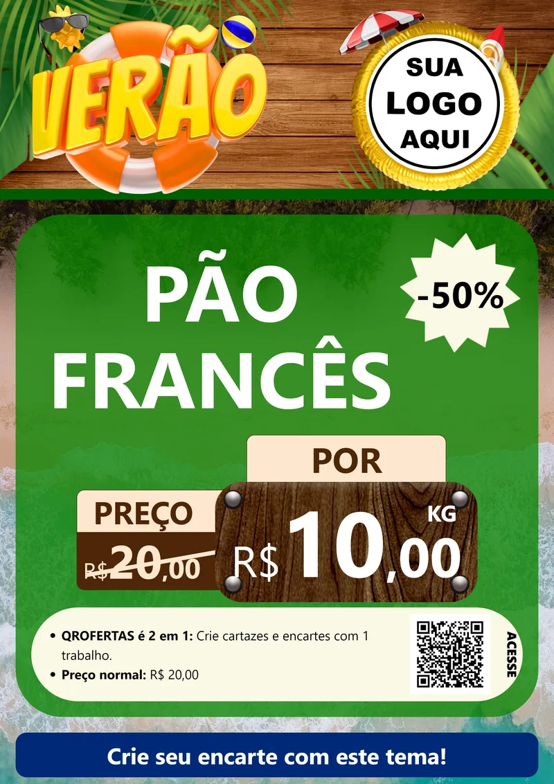 Modelo de Cartaz para Cartaz A4 Vertical com o tema Verão para Padaria