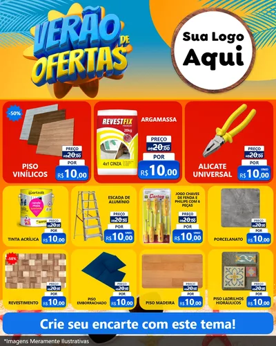 Modelo de Rede Social para Feed Instagram com o tema Verão de Ofertas para Material para Construção