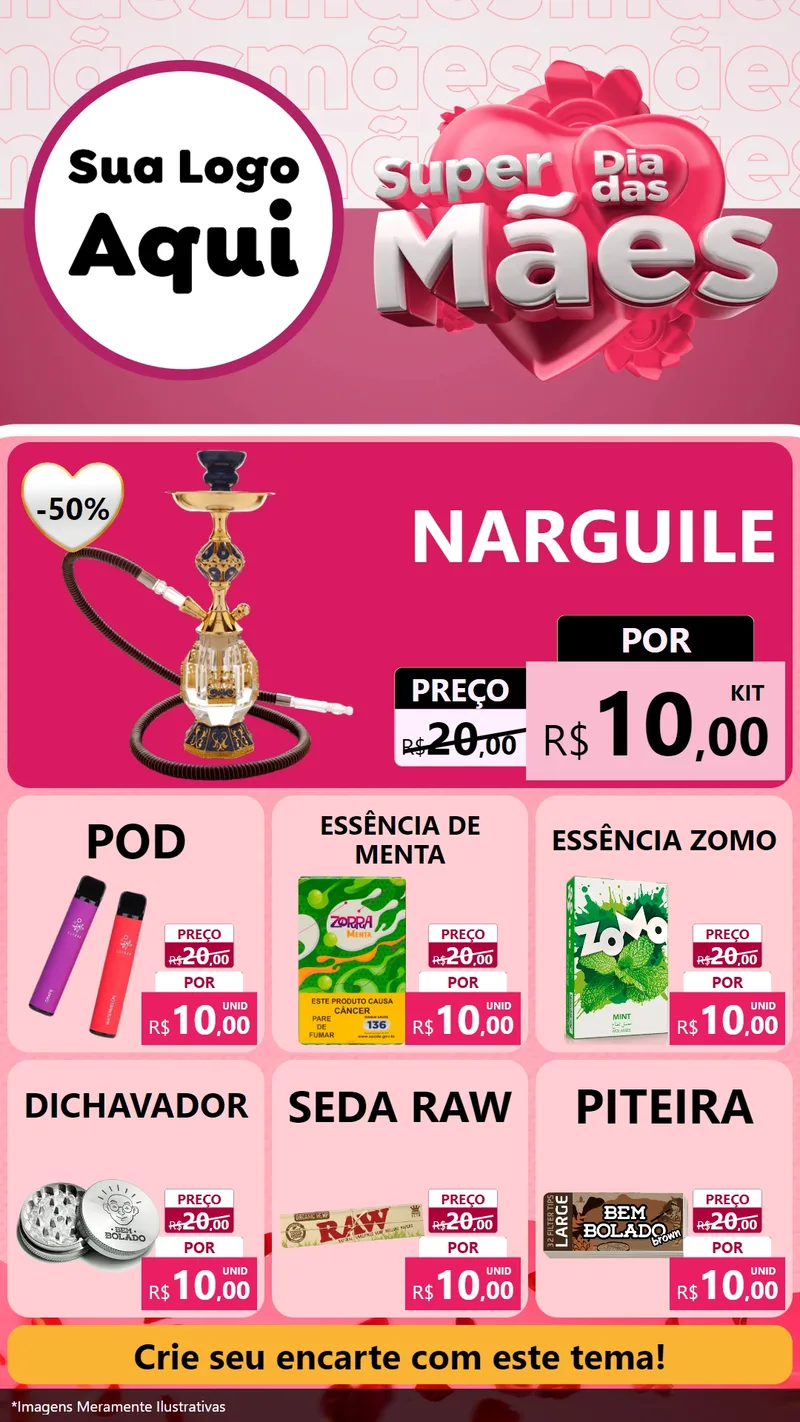 Modelo de Rede Social para Stories com o tema Super Dia Das Mães para Tabacaria