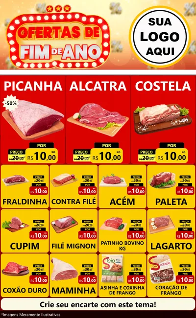 Modelo de Encarte para Encarte Grande com o tema Ofertas de Fim de Ano para Açougue