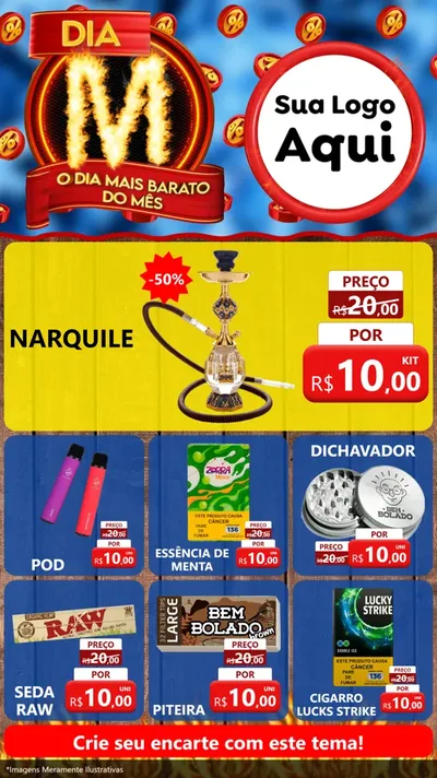 Modelo de Rede Social para Stories com o tema Dia M - O Dia Mais Barato Do Mês para Tabacaria