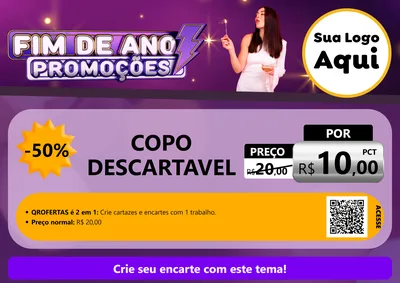 Modelo de Cartaz para Cartaz A4 Horizontal com o tema Fim de Ano Promoções para Embalagens