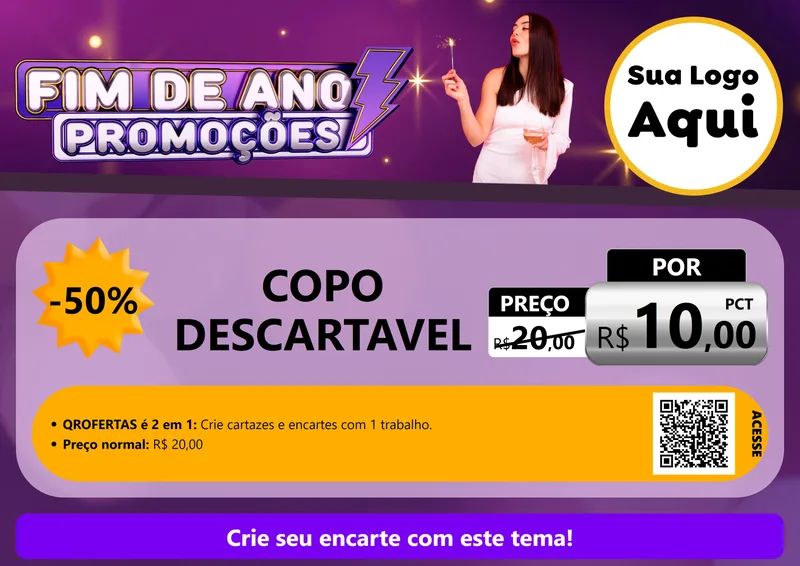 Modelo de Cartaz para Cartaz A4 Horizontal com o tema Fim de Ano Promoções para Embalagens