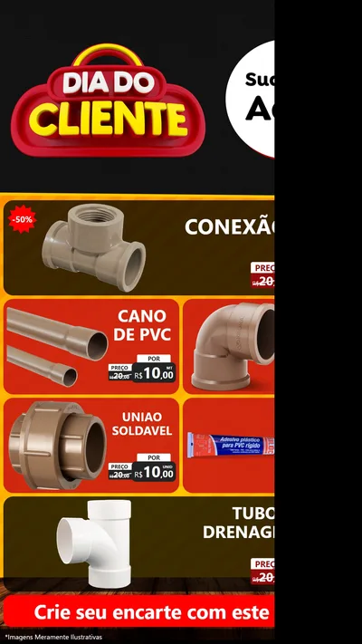 Modelo de TV para TV Vertical com o tema Dia do Cliente para Tubos e conexões