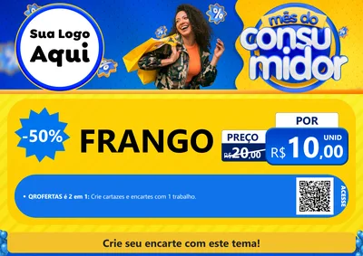 Modelo de Cartaz para Cartaz A4 Horizontal com o tema Mês do Consumidor para Assados
